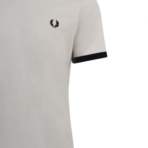 Mens Light Oyster Ringer T-Shirt 111216 by Fred Perry from Hurleys