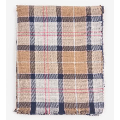 Womens Pink/Hessian Montieth Tartan Wrap Scarf 94333 by Barbour from Hurleys