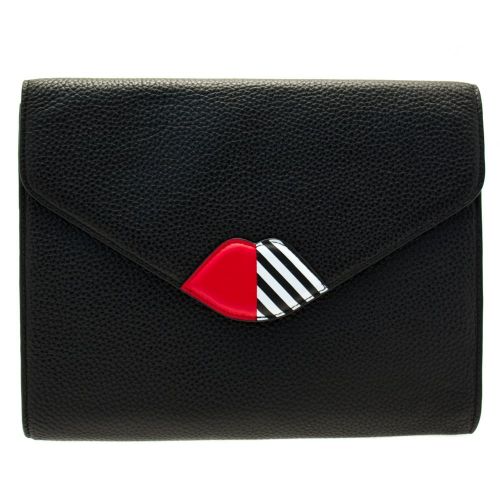 Womens Black Leila 50:50 Lip Leather Clutch Bag 66568 by Lulu Guinness from Hurleys