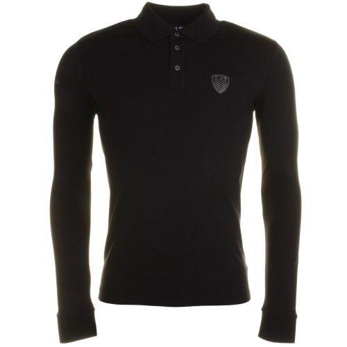 Mens Black Training Soccer Back Printed L/s Polo Shirt 64311 by EA7 from Hurleys