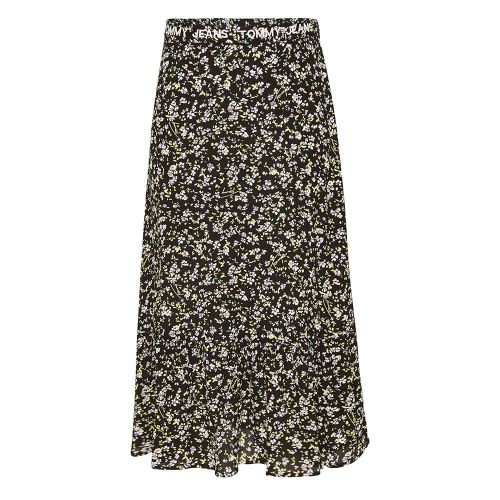 Womens Black Floral Tiered Floral Midi Skirt 87708 by Tommy Jeans from Hurleys