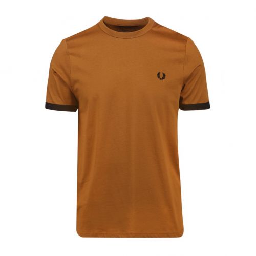 Mens Dark Caramel Ringer S/s T Shirt 104744 by Fred Perry from Hurleys
