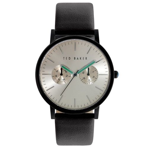 Mens Silver Dial Black Leather Strap Watch 16595 by Ted Baker from Hurleys