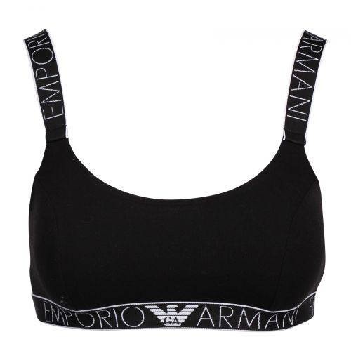 Womens Black Branded Tape Bralette 78273 by Emporio Armani Bodywear from Hurleys