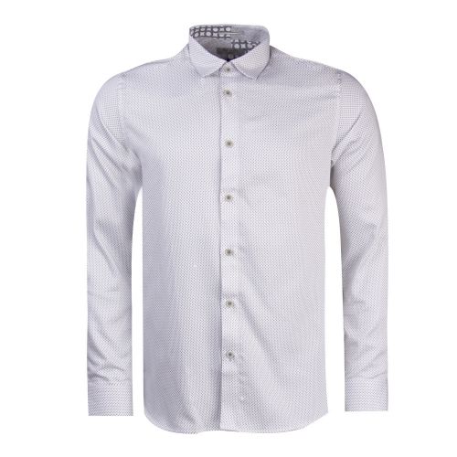Mens White Boomtwn Geo L/s Shirt 28253 by Ted Baker from Hurleys