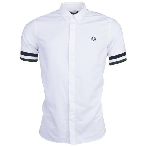 Mens White Striped Cuff S/s Shirt 71439 by Fred Perry from Hurleys