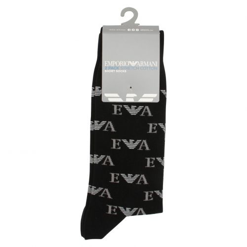 Mens Black Logo 2 Pack Socks 84960 by Emporio Armani Bodywear from Hurleys