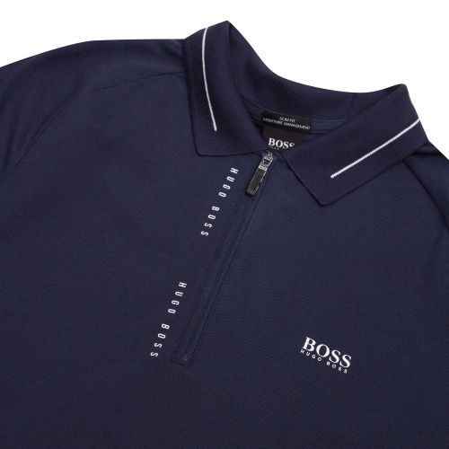 Athleisure Mens Navy Philix Zip Collar S/s Polo Shirt 74436 by BOSS from Hurleys