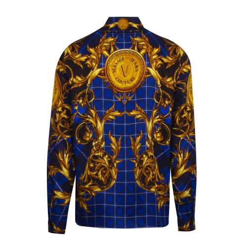 Mens Blue/Gold Highland Baroque Print L/s Shirt 90328 by Versace Jeans Couture from Hurleys