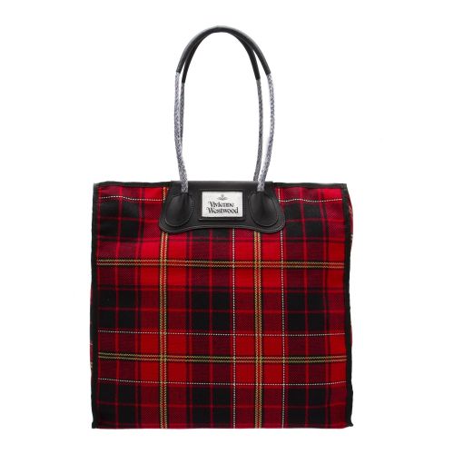 Womens Red Tartan Elena Foldaway Shopper Bag 54507 by Vivienne Westwood from Hurleys