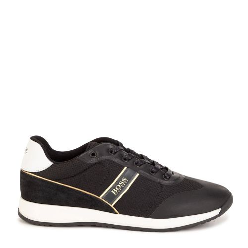 Boys Black Gold Trim Trainers (27-40) 91359 by BOSS from Hurleys