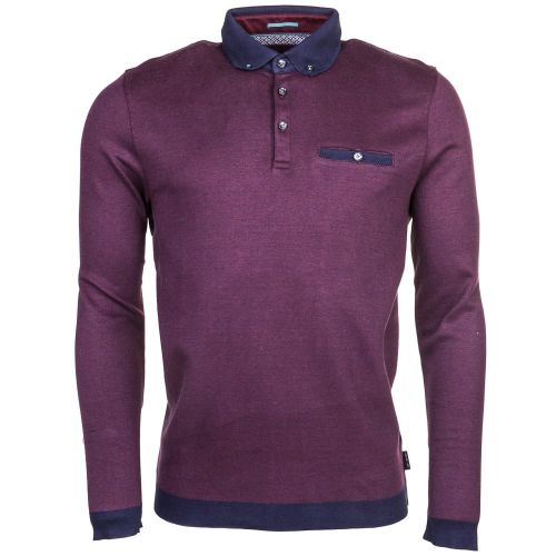 Mens Purple Ronaldo Oxford L/s Polo Shirt 61546 by Ted Baker from Hurleys