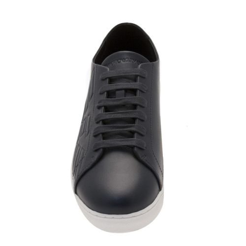 Mens Navy Embossed Logo Trainers 29207 by Emporio Armani from Hurleys