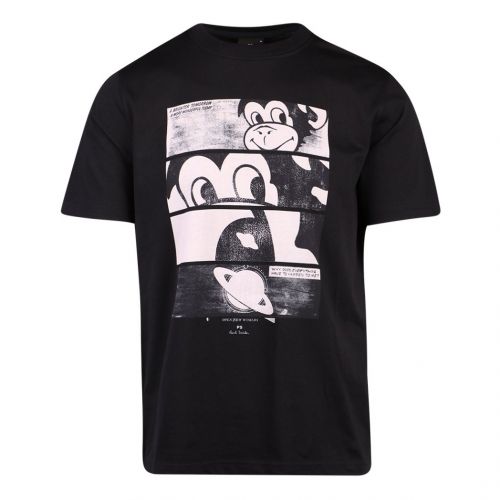 Mens Black Monkey Comic Strip Reg S/s T-Shirt 107927 by PS Paul Smith from Hurleys