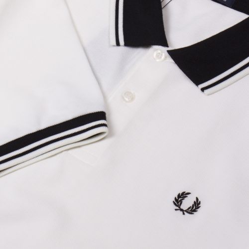 Snow White Contrast Rib S/s Polo Shirt 31996 by Fred Perry from Hurleys
