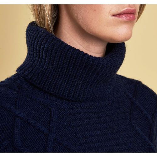 Lifestyle Womens Navy Court Roll Collar Knitted Jumper 12499 by Barbour from Hurleys
