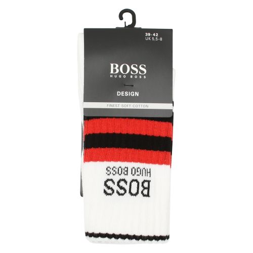Mens White Rib Stripe Sports Socks 45276 by BOSS from Hurleys