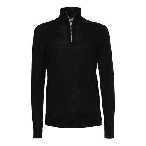 Mens Black 1/4 Zip Wool Knitted Top 110338 by Calvin Klein from Hurleys