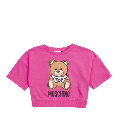 Girls Azalea Pink Toy Cropped Sweat Top 82013 by Moschino from Hurleys