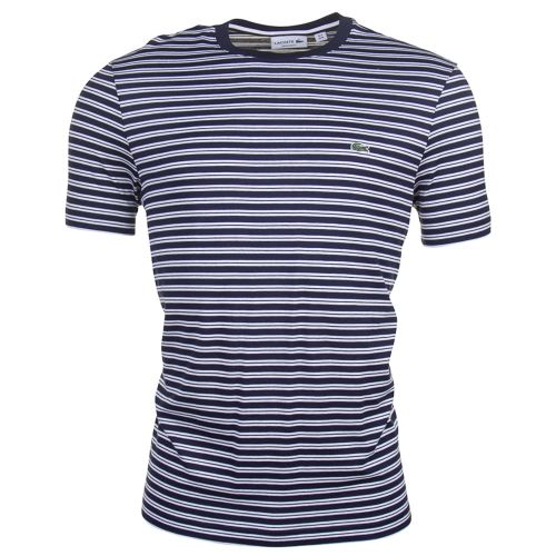Mens Marine Striped Regular Fit S/s Tee Shirt 71271 by Lacoste from Hurleys