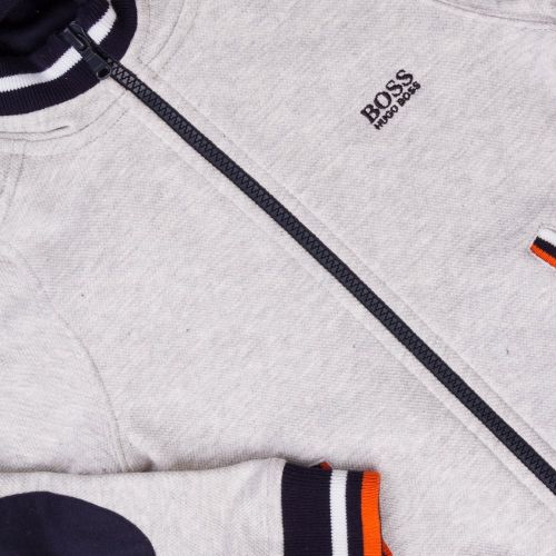 Boys Grey Colour Tipped Zip Hooded Sweat Top 65444 by BOSS from Hurleys