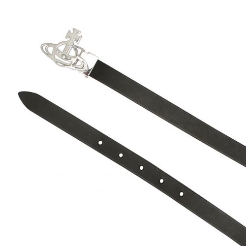 Womens Black/Silver Small Line Orb Buckle Belt 84811 by Vivienne Westwood from Hurleys