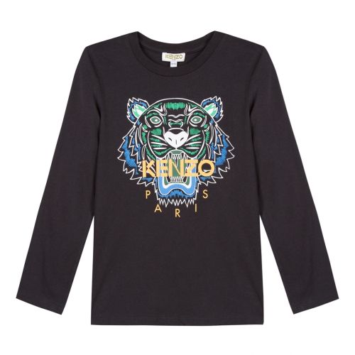 Boys Black Cosmic Tiger L/s T Shirt 30804 by Kenzo from Hurleys