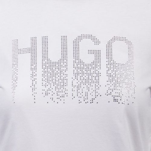 Womens White The Slim Tee 13 Glitter S/s T Shirt 100488 by HUGO from Hurleys