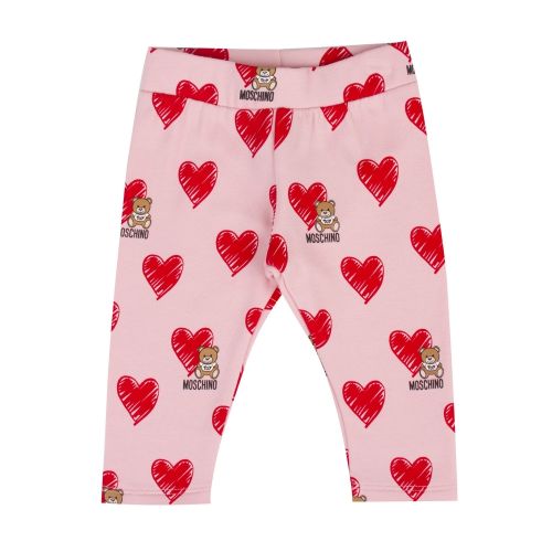 Baby Rose Toy Heart Print Leggings 47271 by Moschino from Hurleys