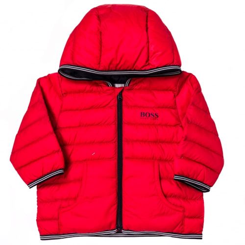 Baby Red Branded Hooded Puffer Jacket 65363 by BOSS from Hurleys