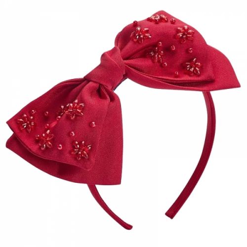 Girls Red Satin Bow Headband 48521 by Mayoral from Hurleys
