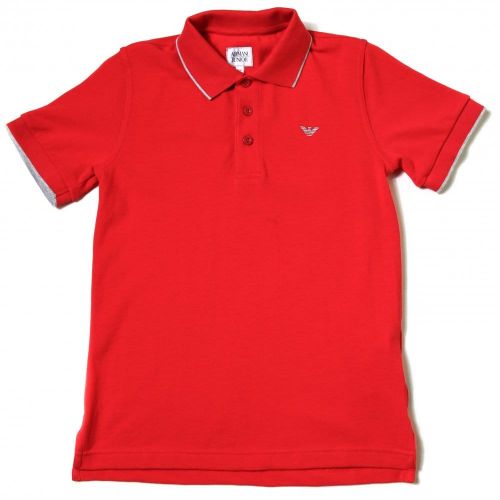 Boys Red Tipped S/s Polo Shirt (10yr+) 73181 by Armani Junior from Hurleys
