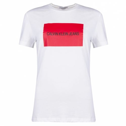 Womens White/Red Institutional Box Slim Fit S/s T Shirt 34638 by Calvin Klein from Hurleys