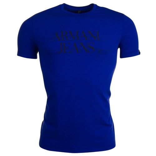Mens Blue Logo Italy S/s Tee Shirt 11035 by Armani Jeans from Hurleys