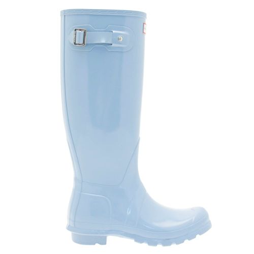 Womens Pale Blue Original Tall Gloss Wellington Boots 10663 by Hunter from Hurleys