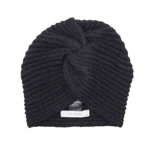 Womens Black Viasta Knitted Turban Hat 97173 by Vila from Hurleys