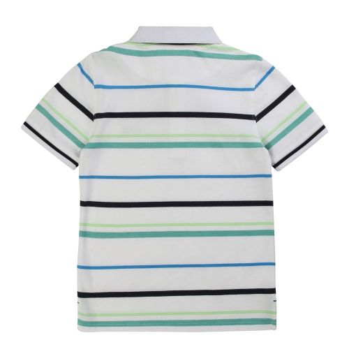 Boys White/Green Multi Stripe S/s Polo Shirt 56045 by BOSS from Hurleys