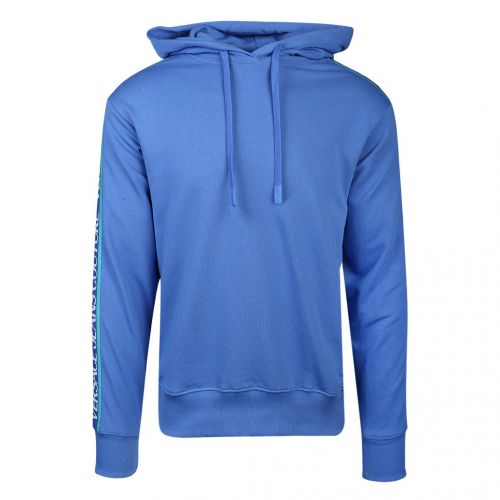 Mens Hydrangea Blue Logo Tape Hoodie 103444 by Versace Jeans Couture from Hurleys