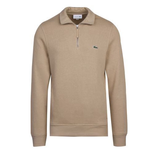 Mens Sand Branded Tape 1/2 Zip Sweat Top 48785 by Lacoste from Hurleys