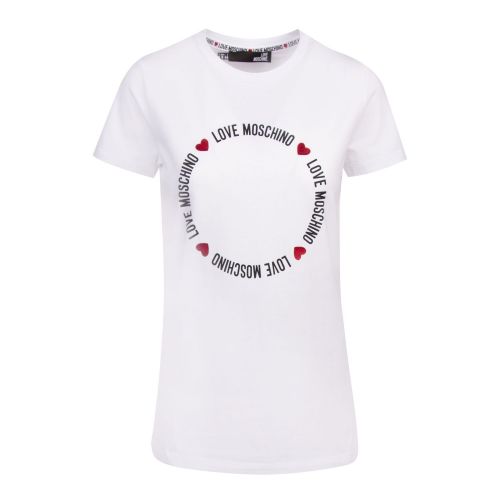 Womens White Circle Logo Fitted S/s T Shirt 74550 by Love Moschino from Hurleys