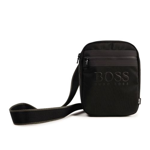 Boys Black Branded Canvas Crossbody Bag 91834 by BOSS from Hurleys