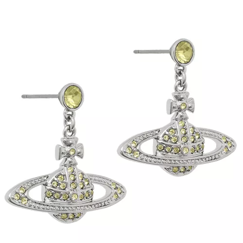 Vivienne Westwood Earrings Womens Platinum/Jonquil Crystal Mini Bas Relief Drop Earrings
