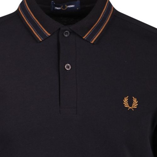 Mens Black Medal Stripe Collar S/s Polo Shirt 107956 by Fred Perry from Hurleys