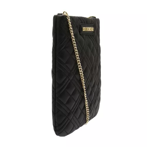 Womens Black Diamond Quilted Phone Crossbody Bag 82230 by Love Moschino from Hurleys