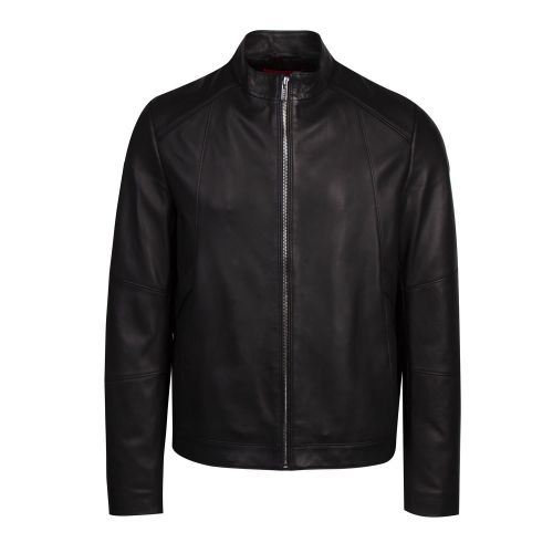 Mens Black Lonas Leather Jacket 80621 by HUGO from Hurleys
