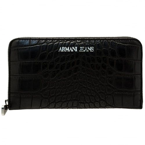 Womens Black Croc Effect Purse 59131 by Armani Jeans from Hurleys