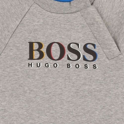 Toddler Grey Marl Layered Logo Crew Sweat Top 45585 by BOSS from Hurleys