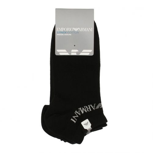 Mens Black Logo 3 Pack Trainer Socks 94481 by Emporio Armani Bodywear from Hurleys