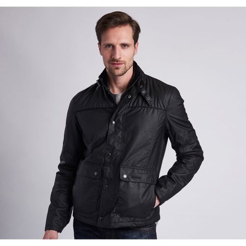 Mens Black Inlet Waxed Jacket 12289 by Barbour International from Hurleys