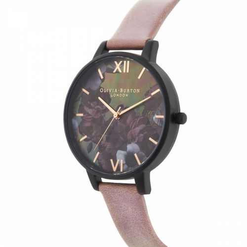 Womens Black Mother Of Pearl Black & Rose Gold After Dark Watch 33869 by Olivia Burton from Hurleys